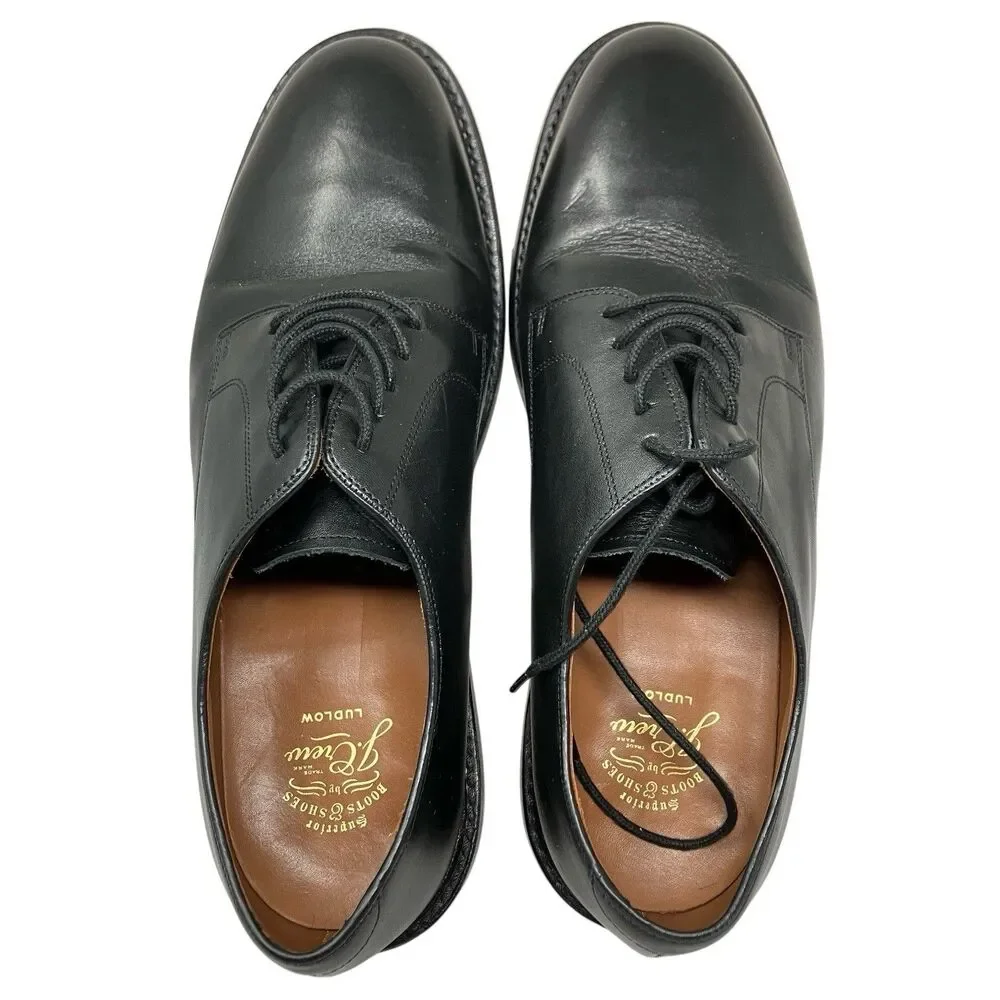 J.Crew Ludlow Mens 11.5 Black Leather Derby Shoes Old‎ Money Preppy Euro Summer